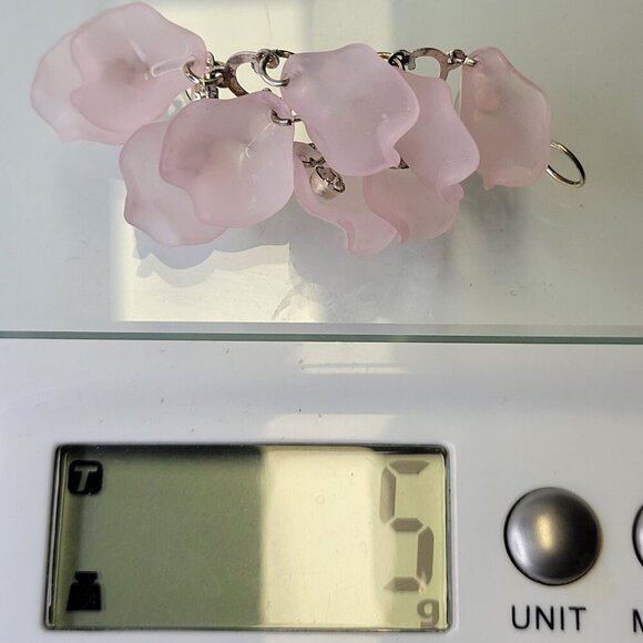 Pink Rose Petal Earrings with Crystals - Picture 9 of 9